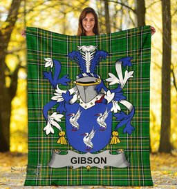 Scottish Gibson Coat of Arms Family Crest Ireland Blanket Irish National Tartan Irish County Blanket