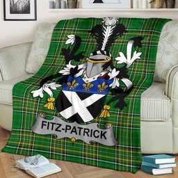 Scottish Fitz-Patrick Coat of Arms Family Crest Ireland Blanket Irish National Tartan Irish County Blanket