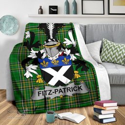 Scottish Fitz-Patrick Coat of Arms Family Crest Ireland Blanket Irish National Tartan Irish County Blanket