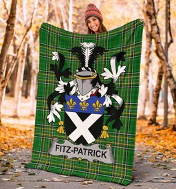 Scottish Fitz-Patrick Coat of Arms Family Crest Ireland Blanket Irish National Tartan Irish County Blanket