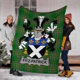 Scottish Fitz-Patrick Coat of Arms Family Crest Ireland Blanket Irish National Tartan Irish County Blanket