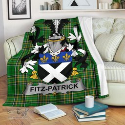 Scottish Fitz-Patrick Coat of Arms Family Crest Ireland Blanket Irish National Tartan Irish County Blanket