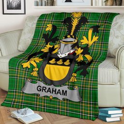 Scottish Graham or Grahan Coat of Arms Family Crest Ireland Blanket Irish National Tartan Irish County Blanket