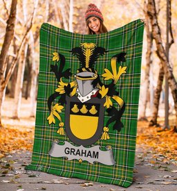 Scottish Graham or Grahan Coat of Arms Family Crest Ireland Blanket Irish National Tartan Irish County Blanket