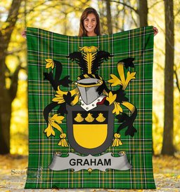 Scottish Graham or Grahan Coat of Arms Family Crest Ireland Blanket Irish National Tartan Irish County Blanket