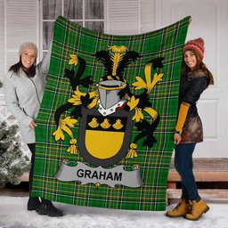 Scottish Graham or Grahan Coat of Arms Family Crest Ireland Blanket Irish National Tartan Irish County Blanket