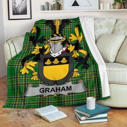 Scottish Graham or Grahan Coat of Arms Family Crest Ireland Blanket Irish National Tartan Irish County Blanket