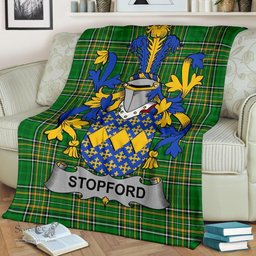 Scottish Stopford Coat of Arms Family Crest Ireland Blanket Irish National Tartan Irish County Blanket