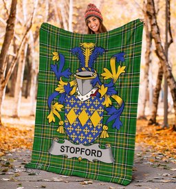 Scottish Stopford Coat of Arms Family Crest Ireland Blanket Irish National Tartan Irish County Blanket