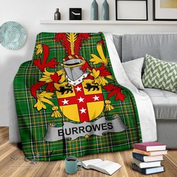 Scottish Burrowes Coat of Arms Family Crest Ireland Blanket Irish National Tartan Irish County Blanket