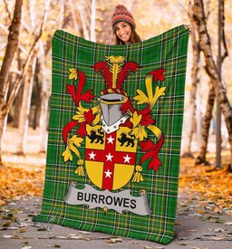 Scottish Burrowes Coat of Arms Family Crest Ireland Blanket Irish National Tartan Irish County Blanket