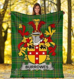 Scottish Burrowes Coat of Arms Family Crest Ireland Blanket Irish National Tartan Irish County Blanket