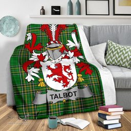 Scottish Talbot Coat of Arms Family Crest Ireland Blanket Irish National Tartan Irish County Blanket