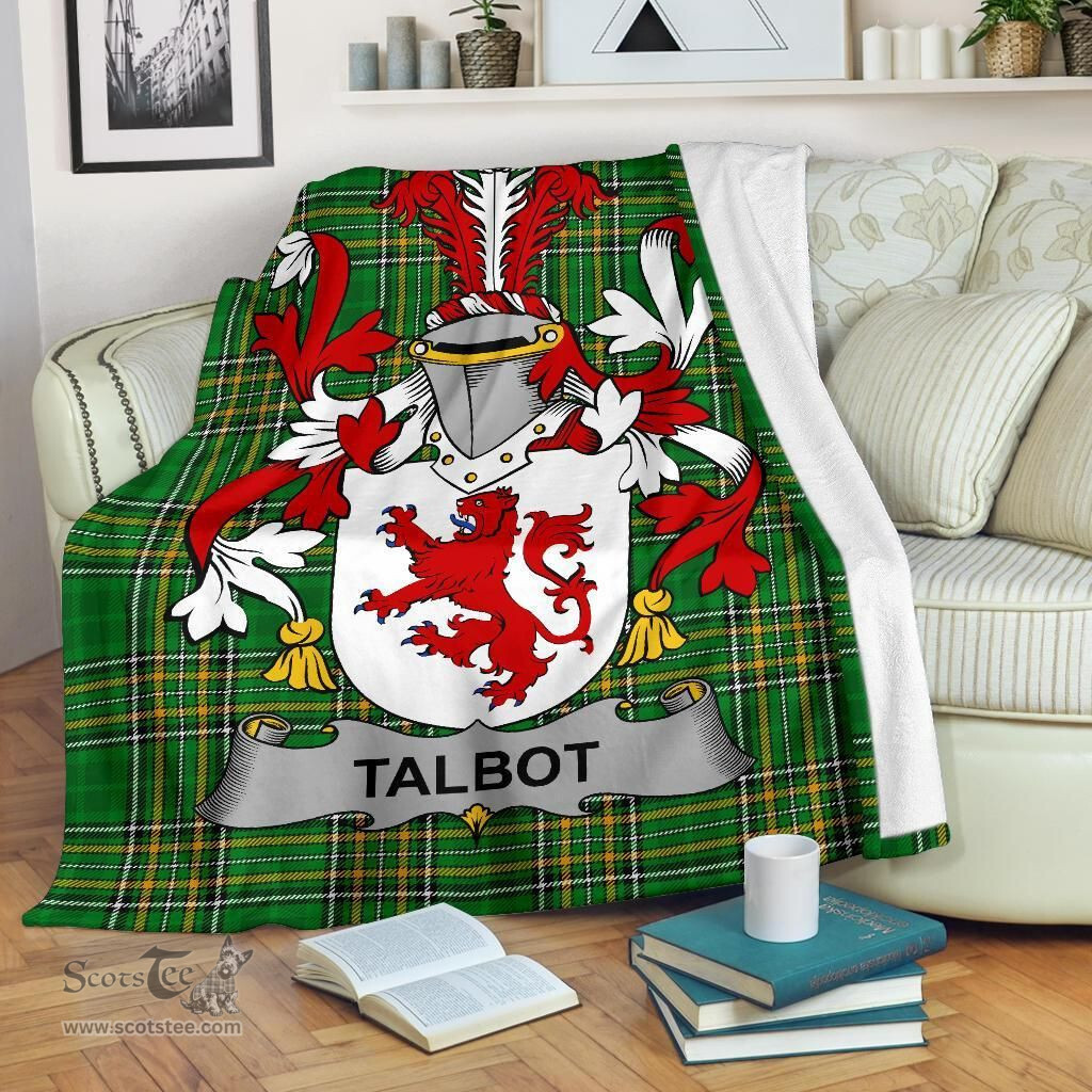 Scottish Talbot Coat of Arms Family Crest Ireland Blanket Irish National Tartan Irish County Blanket