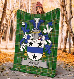 Scottish Hoyle or McIlhoyle Coat of Arms Family Crest Ireland Blanket Irish National Tartan Irish County Blanket