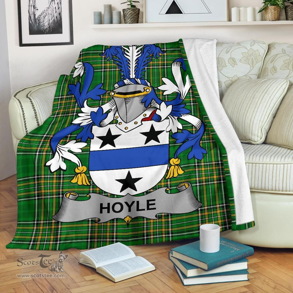 Scottish Hoyle or McIlhoyle Coat of Arms Family Crest Ireland Blanket Irish National Tartan Irish County Blanket