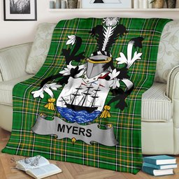Scottish Myers Coat of Arms Family Crest Ireland Blanket Irish National Tartan Irish County Blanket