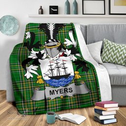 Scottish Myers Coat of Arms Family Crest Ireland Blanket Irish National Tartan Irish County Blanket