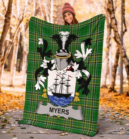 Scottish Myers Coat of Arms Family Crest Ireland Blanket Irish National Tartan Irish County Blanket