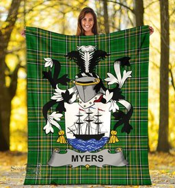 Scottish Myers Coat of Arms Family Crest Ireland Blanket Irish National Tartan Irish County Blanket