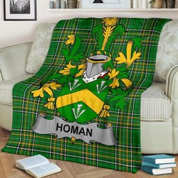 Scottish Homan or Howman Coat of Arms Family Crest Ireland Blanket Irish National Tartan Irish County Blanket