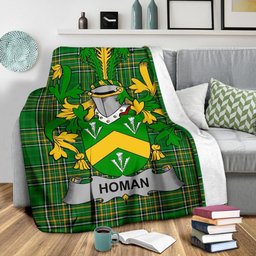 Scottish Homan or Howman Coat of Arms Family Crest Ireland Blanket Irish National Tartan Irish County Blanket