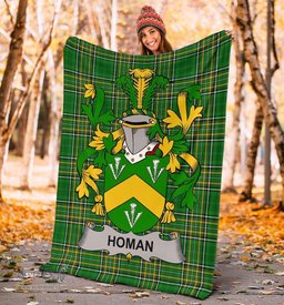 Scottish Homan or Howman Coat of Arms Family Crest Ireland Blanket Irish National Tartan Irish County Blanket