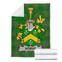 Scottish Homan or Howman Coat of Arms Family Crest Ireland Blanket Irish National Tartan Irish County Blanket