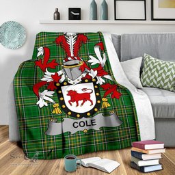 Scottish Cole Coat of Arms Family Crest Ireland Blanket Irish National Tartan Irish County Blanket