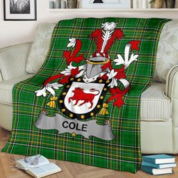 Scottish Cole Coat of Arms Family Crest Ireland Blanket Irish National Tartan Irish County Blanket