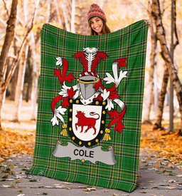 Scottish Cole Coat of Arms Family Crest Ireland Blanket Irish National Tartan Irish County Blanket