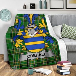 Scottish Crehall or O'Crehall Coat of Arms Family Crest Ireland Blanket Irish National Tartan Irish County Blanket
