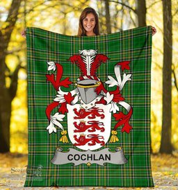 Scottish Cochlan or McCoughlan Coat of Arms Family Crest Ireland Blanket Irish National Tartan Irish County Blanket