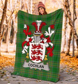 Scottish Cochlan or McCoughlan Coat of Arms Family Crest Ireland Blanket Irish National Tartan Irish County Blanket