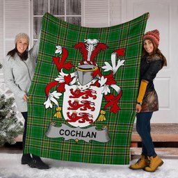 Scottish Cochlan or McCoughlan Coat of Arms Family Crest Ireland Blanket Irish National Tartan Irish County Blanket