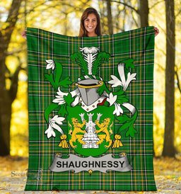Scottish Shaughnessy or O'Shaughnessy Coat of Arms Family Crest Ireland Blanket Irish National Tartan Irish County Blanket