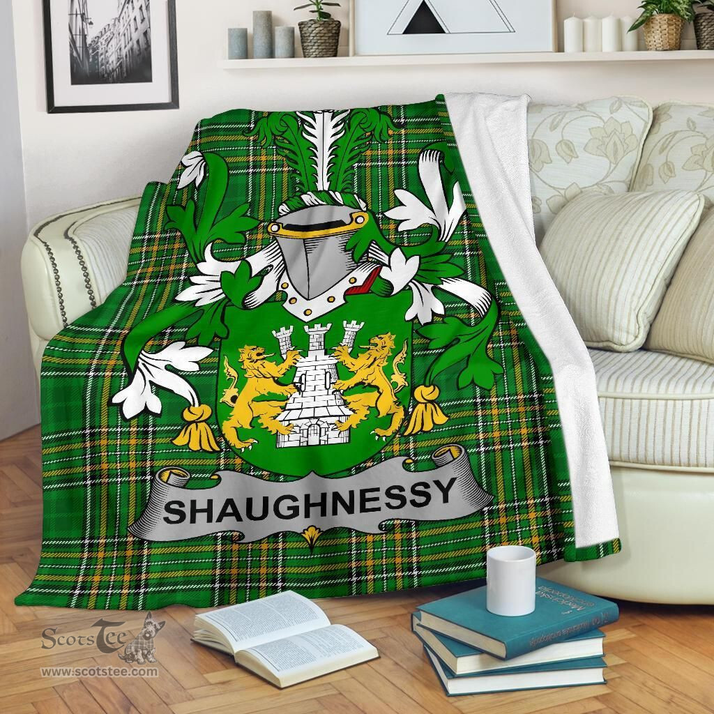 Scottish Shaughnessy or O'Shaughnessy Coat of Arms Family Crest Ireland Blanket Irish National Tartan Irish County Blanket