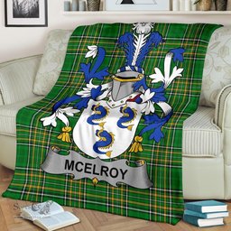 Scottish McElroy or Gilroy Coat of Arms Family Crest Ireland Blanket Irish National Tartan Irish County Blanket