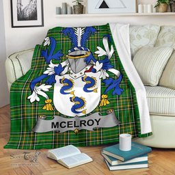 Scottish McElroy or Gilroy Coat of Arms Family Crest Ireland Blanket Irish National Tartan Irish County Blanket