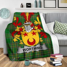 Scottish Worthing Coat of Arms Family Crest Ireland Blanket Irish National Tartan Irish County Blanket