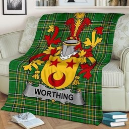 Scottish Worthing Coat of Arms Family Crest Ireland Blanket Irish National Tartan Irish County Blanket