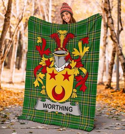 Scottish Worthing Coat of Arms Family Crest Ireland Blanket Irish National Tartan Irish County Blanket