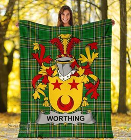 Scottish Worthing Coat of Arms Family Crest Ireland Blanket Irish National Tartan Irish County Blanket