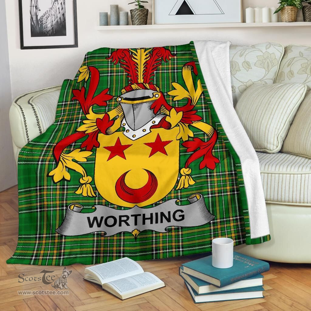 Scottish Worthing Coat of Arms Family Crest Ireland Blanket Irish National Tartan Irish County Blanket