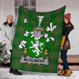 Scottish McGlinchy or McGlinchey Coat of Arms Family Crest Ireland Blanket Irish National Tartan Irish County Blanket