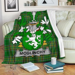 Scottish McGlinchy or McGlinchey Coat of Arms Family Crest Ireland Blanket Irish National Tartan Irish County Blanket