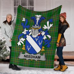 Scottish Needham or O'Nee Coat of Arms Family Crest Ireland Blanket Irish National Tartan Irish County Blanket
