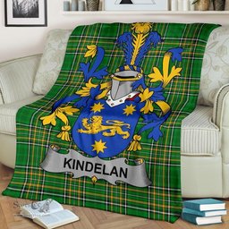 Scottish Kindelan or O'Kindelan Coat of Arms Family Crest Ireland Blanket Irish National Tartan Irish County Blanket
