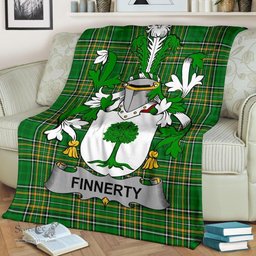 Scottish Finnerty or O'Finaghty Coat of Arms Family Crest Ireland Blanket Irish National Tartan Irish County Blanket