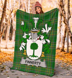 Scottish Finnerty or O'Finaghty Coat of Arms Family Crest Ireland Blanket Irish National Tartan Irish County Blanket